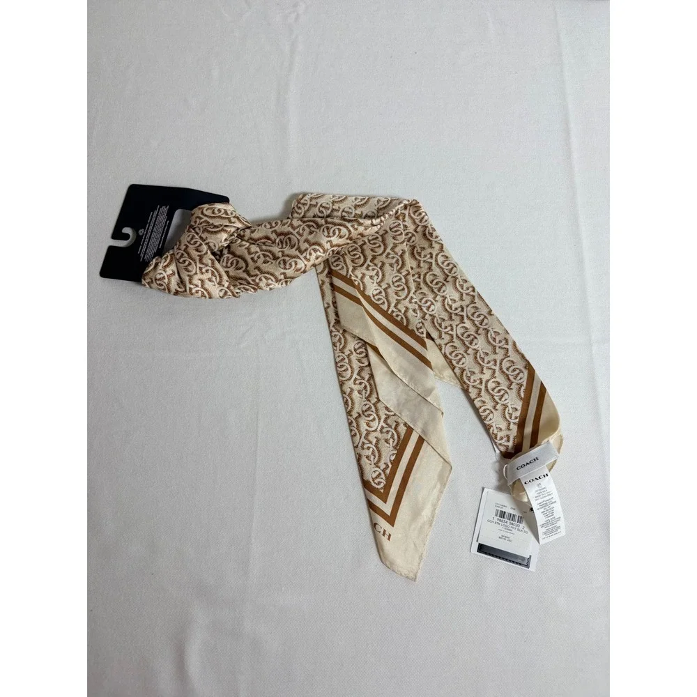 Coach CCH STK Logo Print Silk Square Scarf 33.5
